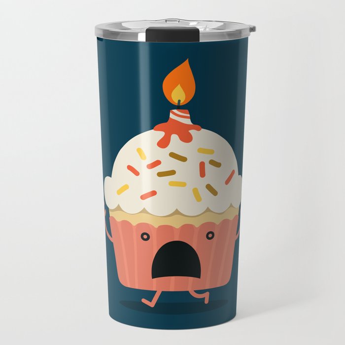 Cupcake on fire Travel Mug
