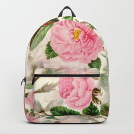 Pink Peony Flowers, Leaves & Buds Backpack