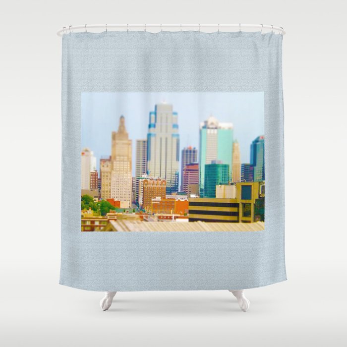 Downtown Kansas City Skyline Tilt Shift Photograph Shower Curtain