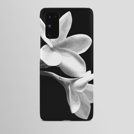White Flowers Black Background Android Case