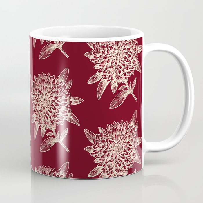 Elegant Flowers Floral Nature Red Beige Coffee Mug