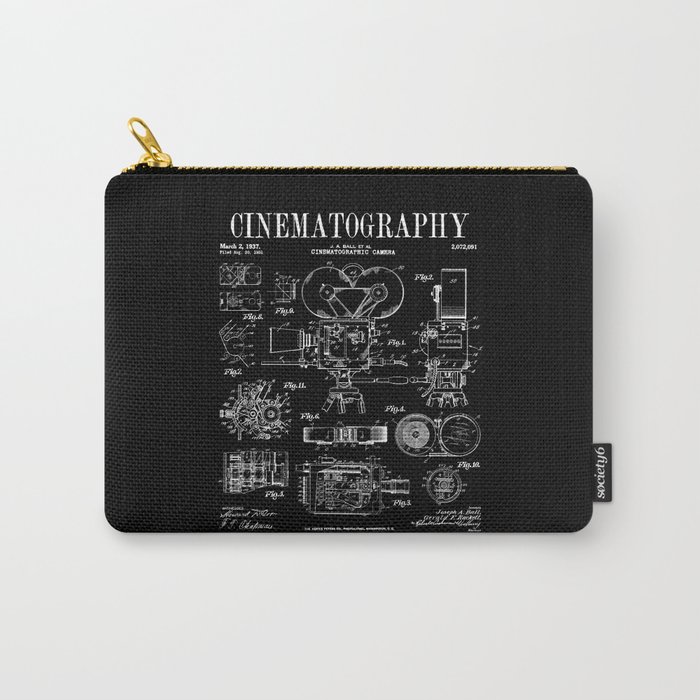Cinematography Movie Film Camera Vintage Patent Print Carry-All Pouch