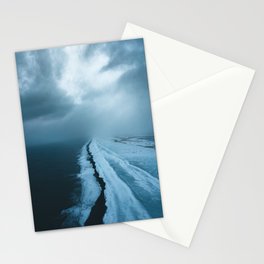 Moody Black Sand Beach in Iceland - Landscape Photography Stationery Card