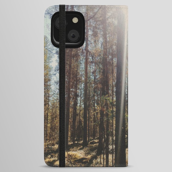 Sunny pine forest Sweden Nature iPhone Wallet Case