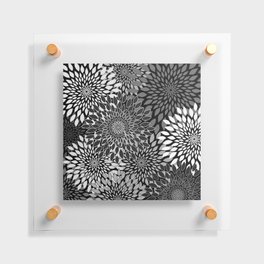 Chrysanthemums floral print in grey Floating Acrylic Print