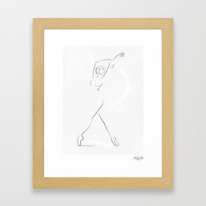 'REMINISCE', Dancer Line Drawing Framed Art Print