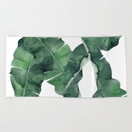Tropical Island Leaves Beach Towel