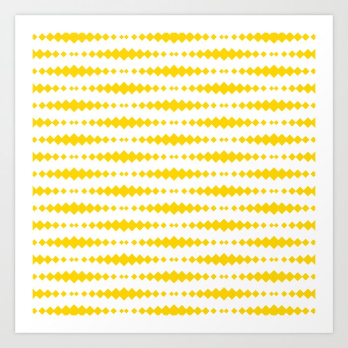 Yellow Geometric Horizontal Striped Pattern Art Print