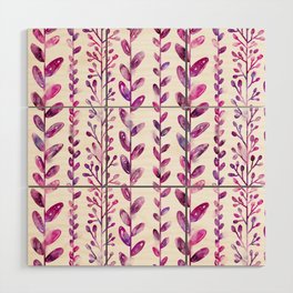 Pink watercolor leaves Wood Wall Art