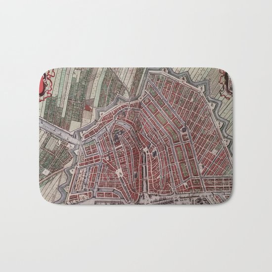 Replica city map of Amsterdam 1652 Bath Mat