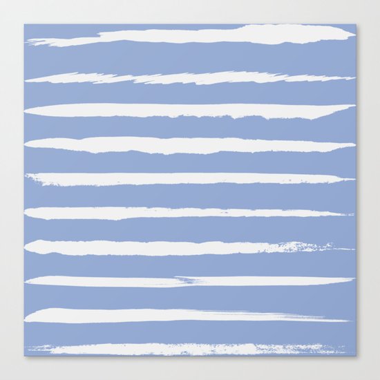 Irregular Hand Painted Stripes Light Blue Canvas Print