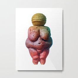 Venus of Willendorf - Prehistoric Mother Goddess - Wicca and Fertility Idol Metal Print | Colorful, Ancient, Fertility, Stoneage, Wicca, Nude, Digital, Pagan, Goddess, Rainbow 