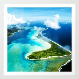 French Polynesia's Secluded "Secret Island": Aerial View Art Print