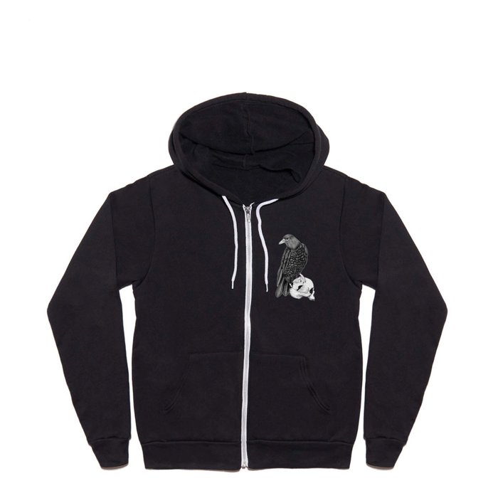 Black Crow with Death Full Zip Hoodie