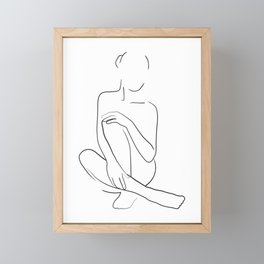 Woman body pose line art Framed Mini Art Print