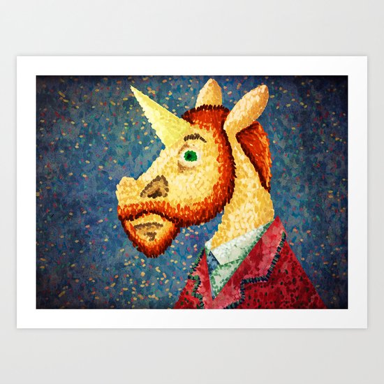 Pointillism Unicorn Art Print