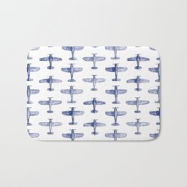 Blue Watercolor Airplanes Bath Mat