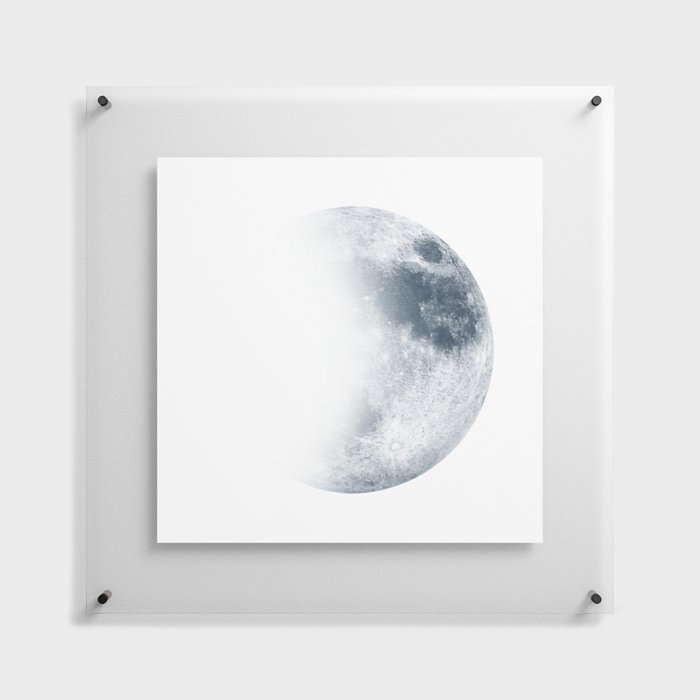 Moon | Waxing Crescent | Quarter Moon | Watercolor Painting | Illustration | Classic Blue Floating Acrylic Print