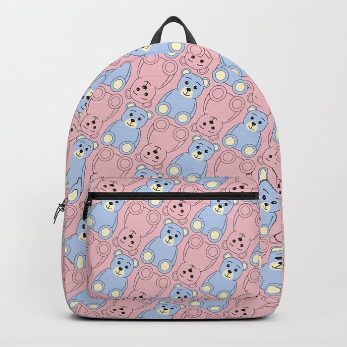 Cute Pink and Blue Teddy Bear Pattern  Backpack