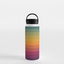 Colorful Abstract Vintage 70s Style Retro Rainbow Summer Stripes Water Bottle