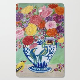 Flowers and Goldfinch Cutting Board