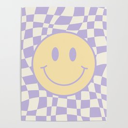 Smiley wavy checked Poster