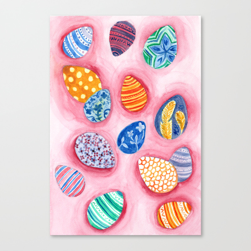 Easter Egg Watercolor Pattern Painting Canvas Print By Ilylilyart