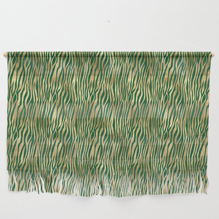 Green Gold Zebra Skin Print Pattern Wall Hanging