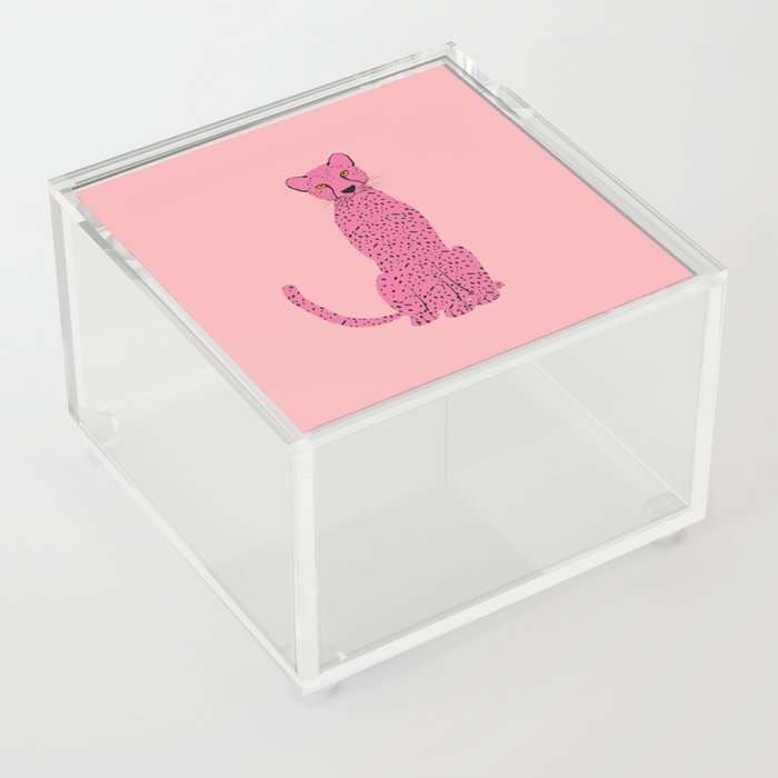 Preppy Aesthetic - Cute Pink Cheetah Acrylic Box