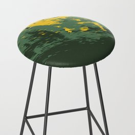 Brush - Abstract Colourful Art Design in Green and Yellow Bar Stool