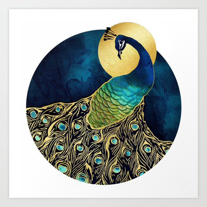 Golden Peacock Art Print