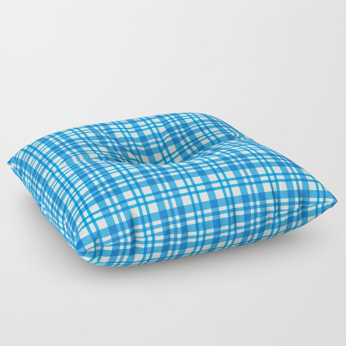 Elegant Blue Checkered Pattern Floor Pillow