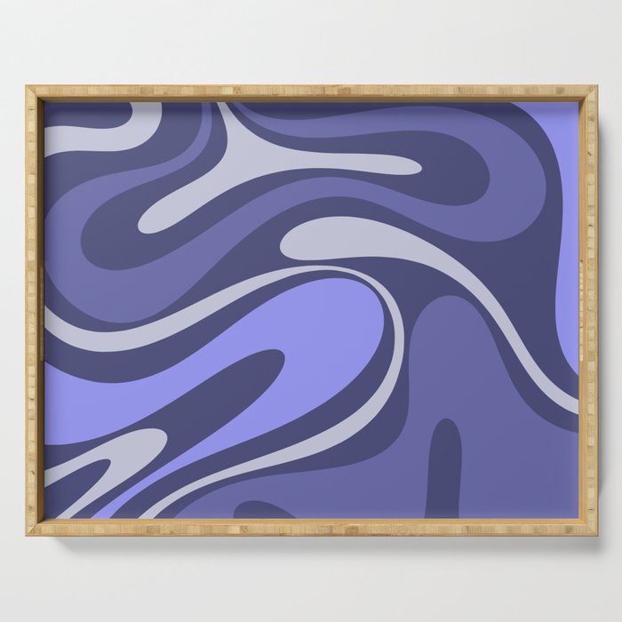 Retro Fantasy Swirl Abstract in Purple Periwinkle Lilac Lavender Tones Serving Tray