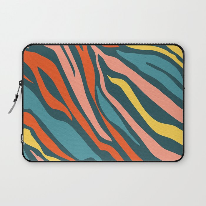 Mid Century Modern Zebra Print Pattern - Retro Colors Laptop Sleeve