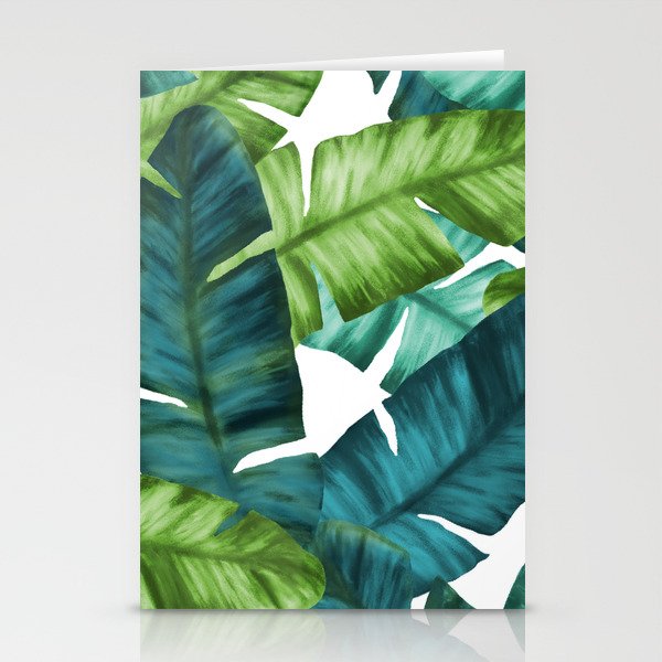 Tropical Banana Leaves Unique Pattern Stationery Cards By