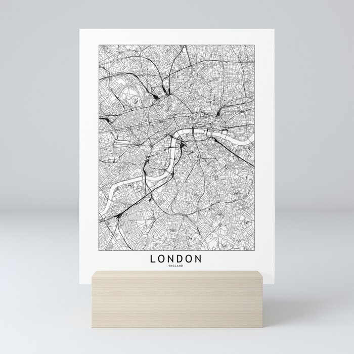 London White Map Mini Art Print