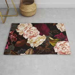Vintage & Shabby Chic - Midnight Rose and Peony Garden Area & Throw Rug