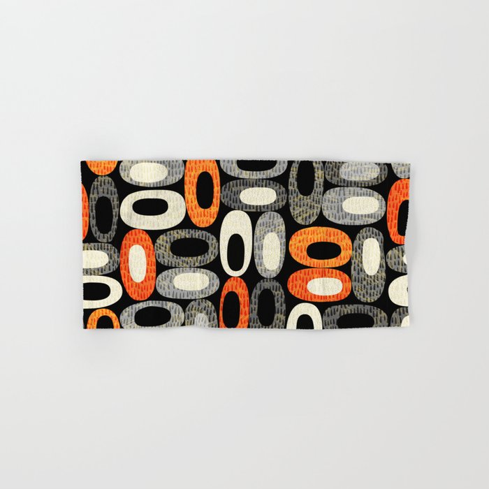 Seamless abstract orange black grey mid-century modern pattern Hand & Bath Towel