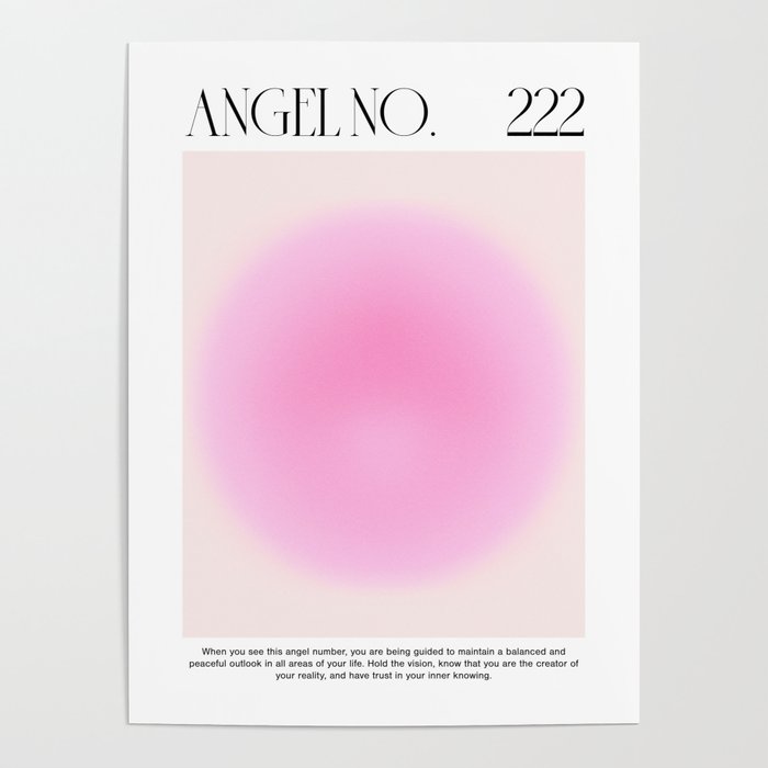 Angel Number 222 Gradient Pink Poster