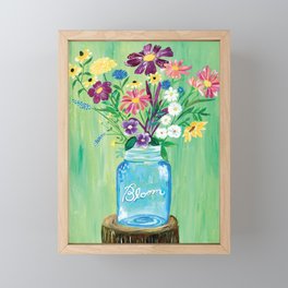 Bloom Mason Jar Framed Mini Art Print
