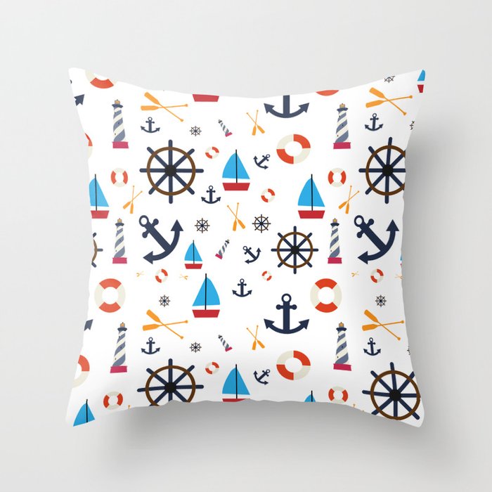 Nautical Summer Modern Collection Throw Pillow