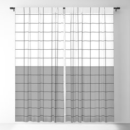 White & Gray Grid Pattern  Blackout Curtain