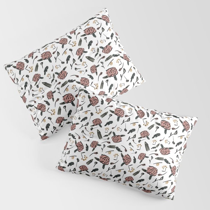 Whimsical Pink Floral Pattern Pillow Sham