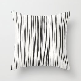Black and White Vertical Rust Stripes Throw Pillow