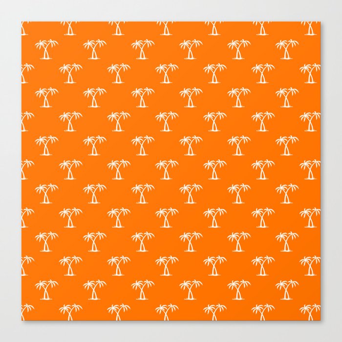 Orange And White Palm Trees Pattern Canvas Print