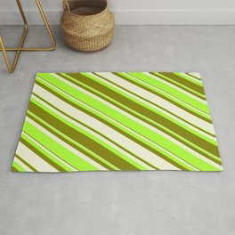 [ Thumbnail: Beige, Light Green & Green Colored Striped/Lined Pattern Rug ]