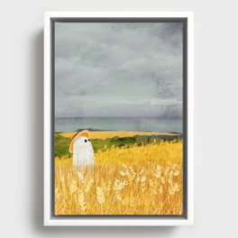 There's a ghost in the wheat field again... Framed Canvas