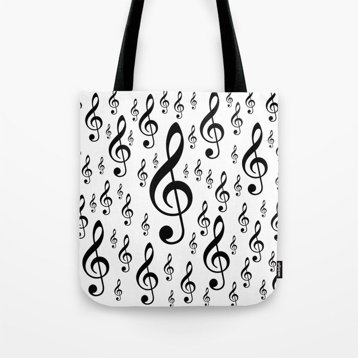 Clef Music Notes pattern - black & white pattern Tote Bag