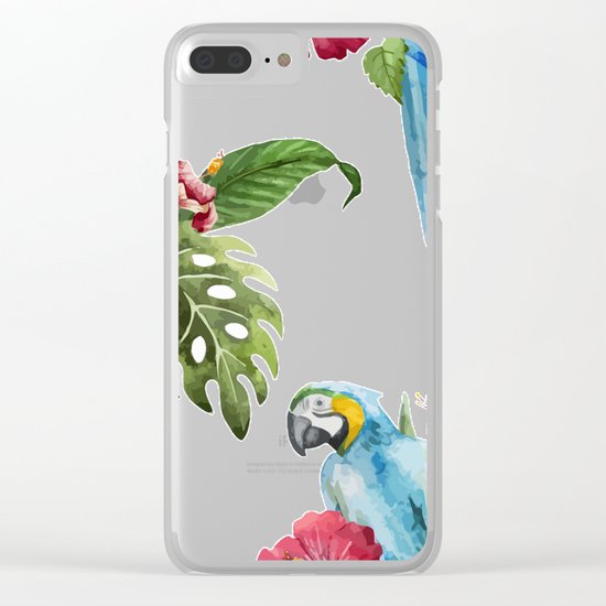 Tropical Bird Pattern 02 Clear iPhone Case