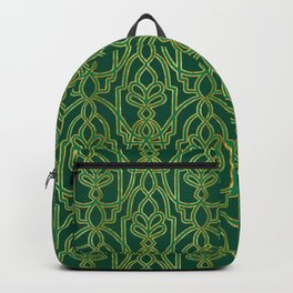 Italian Renaissance Seamless Pattern | Oz | Emerald green and Gold Backpack